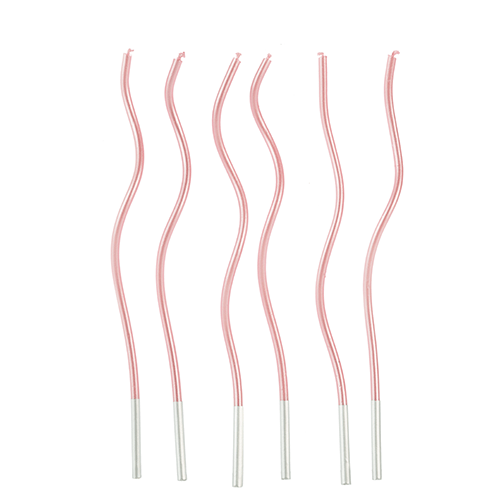 Vela de Aniversário Palito Espiral Rosa Metalizado 17cm com 6 Unidades - Silver