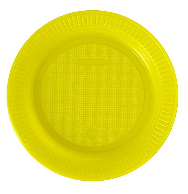 Prato Descartável de Plástico Amarelo 15cm com 10 Unidades - Bello