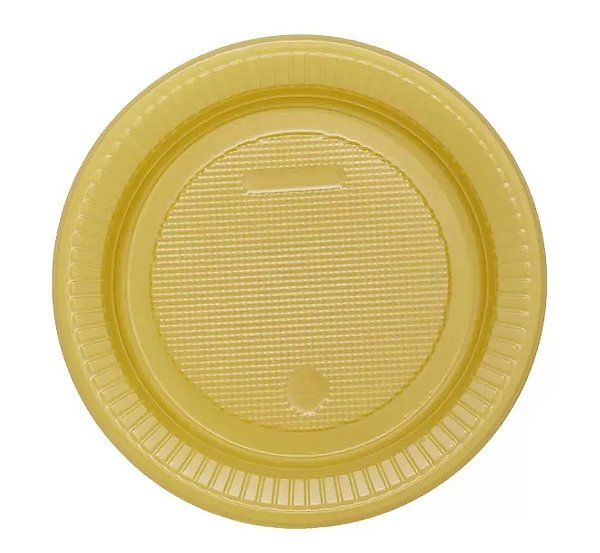Prato Descartável de Plástico Dourado 15cm com 10 Unidades - Bello