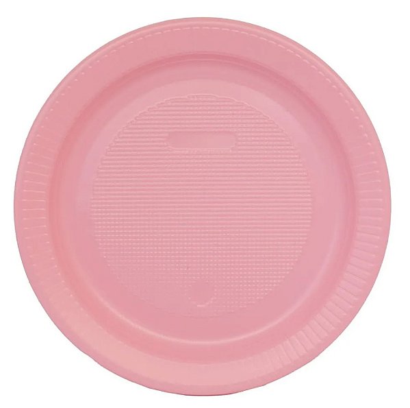 Prato Descartável de Plástico Rosa Claro 15cm com 10 Unidades - Bello