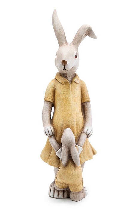 Coelha de Resina com Filhote 36x12cm - Ref 1014439 Cromus