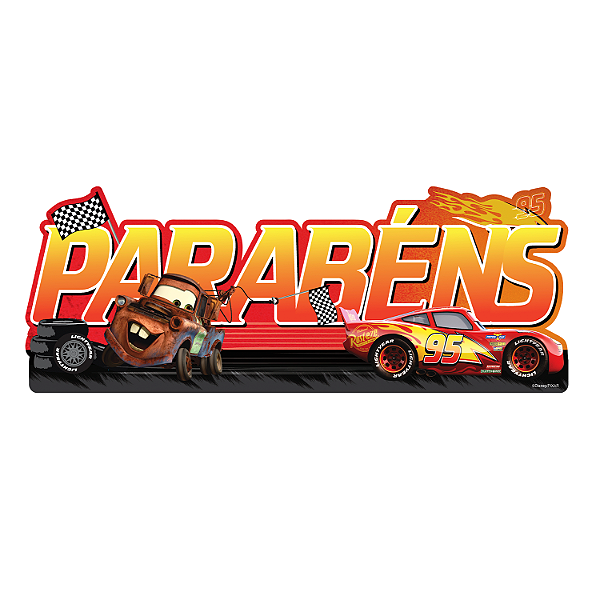 Enfeite Impresso Parabéns Festa Carros 43x16.5cm - Ref 305028 Piffer