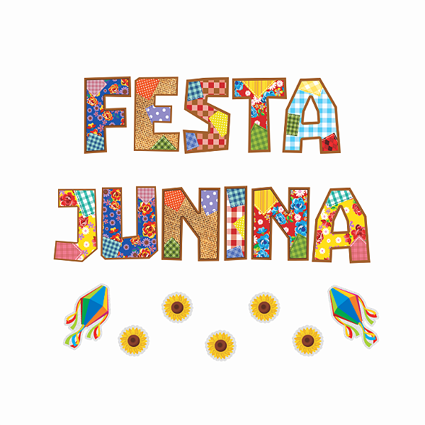 Letreiro Cartonado Festa Junina com 18 Itens - Ref 204271 Piffer
