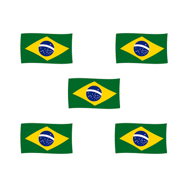 Mini Bandeira do Brasil de E.V.A 4x7cm com 5 Unidades - Ref 207007 Piffer