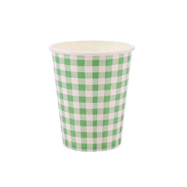 Copo de Papel Xadrez Verde e Branco 270 Ml com 10 Un - Silver