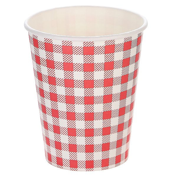 Copo de Papel Xadrez Vermelho e Branco 270 Ml com 10 Un - Silver