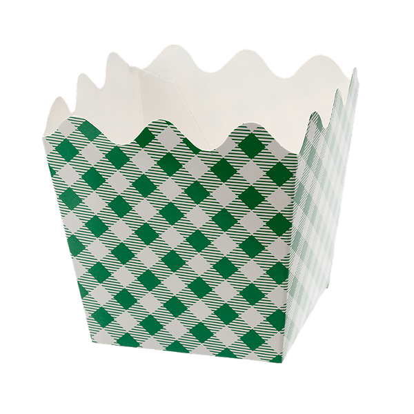 Cachepot de Papel Xadrez Verde e Branco 9x9x9cm com 8 Un - Silver