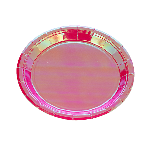 Prato de Papel Furta-Cor Rosa Pink 18cm com 10Un - Silver