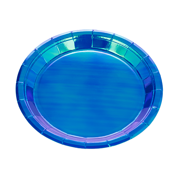 Prato de Papel Furta-Cor Azul Escuro 18cm com 10Un - Silver