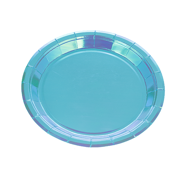 Prato de Papel Furta-Cor Azul Claro 18cm com 10Un - Silver