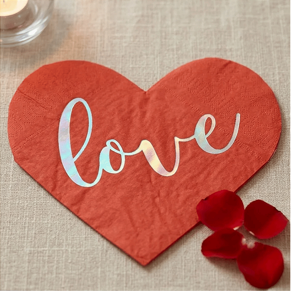 Guardanapo de Papel 33x33cm Coração Love com 20Un - Silver Plastic