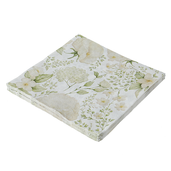 Guardanapo de Papel 32x32 Flores Suaves com 20Un - Silver Plastic