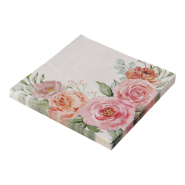 Guardanapo de Papel 33x33cm Flores Aquarela com 20Un - Silver Plastic