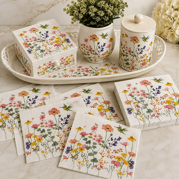 Guardanapo de Papel 33x33cm Flores Primavera com 20Un - Silver Plastic
