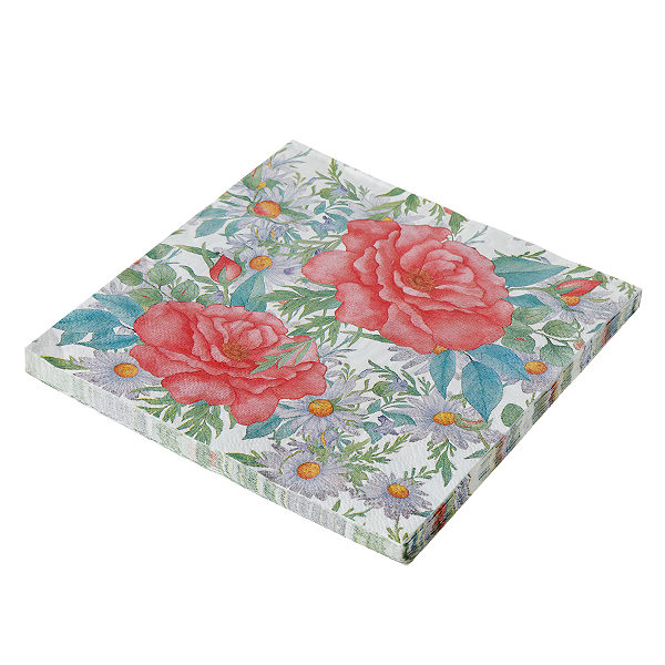 Guardanapo de Papel 33x33cm Rosas e Flores com 20Un - Silver Plastic