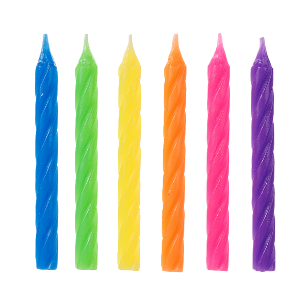 Vela de Aniversario Palitos Neon 8cm com 6Un - Silver