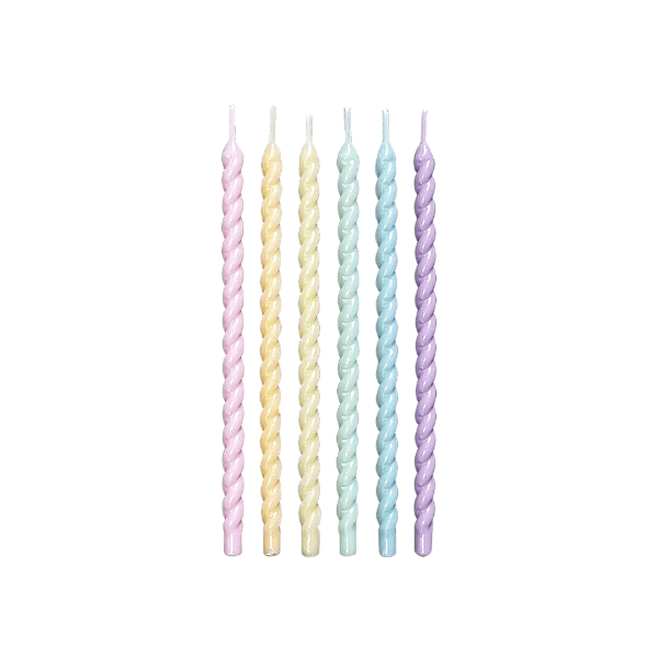 Vela de Aniversário Palitos Espiral Colorido Candy Color 13cm com 6Un - Silver