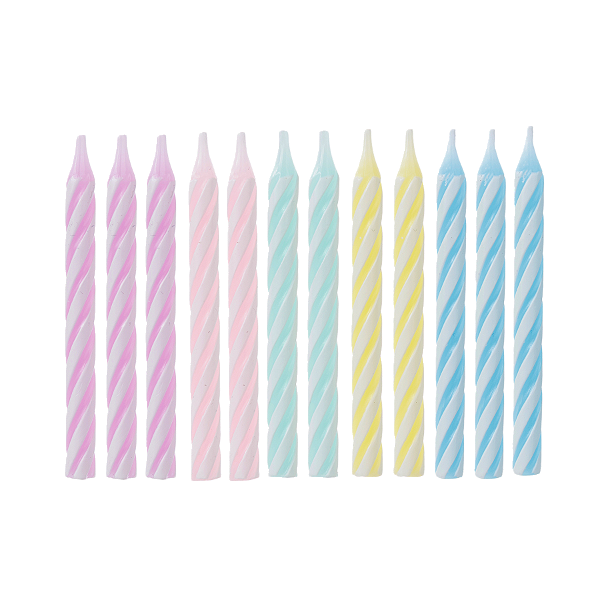 Vela de Aniversãrio Palito Colorido 8cm com 12un - Silver