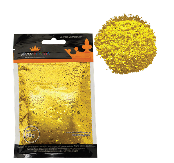 Confete Metalizado 2MM Dourado 50 Gramas - Silver