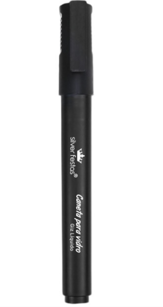 Caneta de Giz Líquido Preto 4mm - Silver