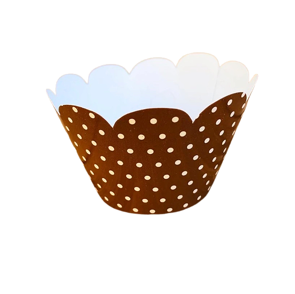 Saia de Cupcake Poá Marrom e Branco com 12 Unidades - NC Toys
