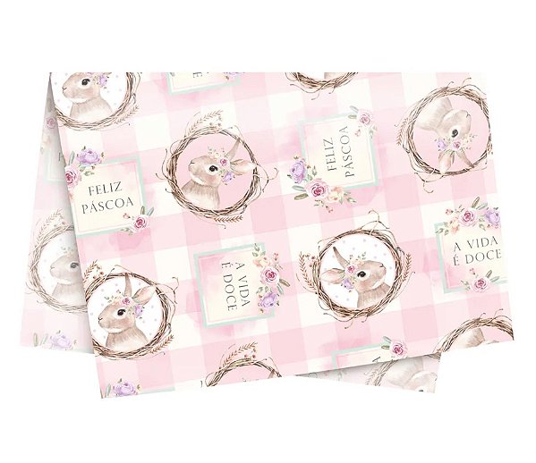 Papel de Seda Estampado Serena Rosa 49x69cm com 3 Folhas - Ref 235042 Cromus