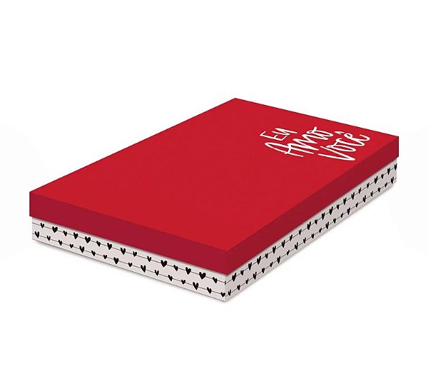 Caixa de Presente Retangular com Tampa Eu Amo Você 30X21X5,5cm - Cromus