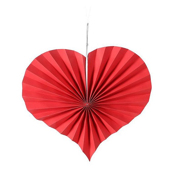Leque Coração Vermelho com 3 Unidades 20, 30 e 40cm- Silver