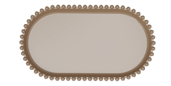 Bandeja Baixa Média Borda Perola Noz Moscada 25x14CM - Produfest