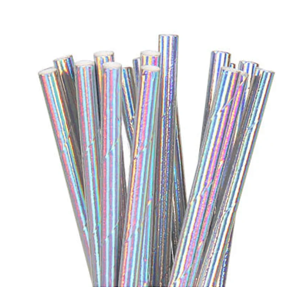 Canudo de Papel Furta Cor Prata com 12 Un - Silver
