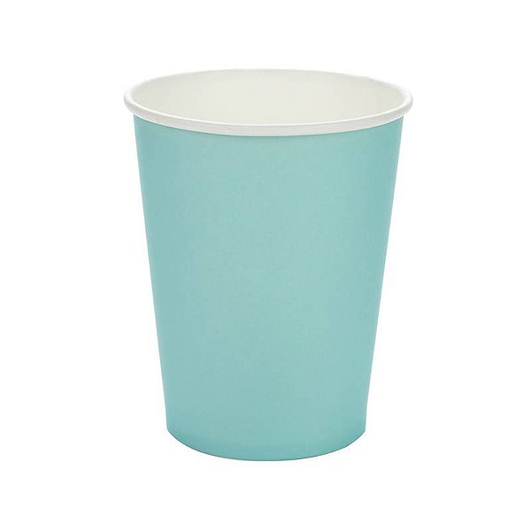 Copo de Papel Liso Azul Piscina 270 Ml com 10 Un - Silver