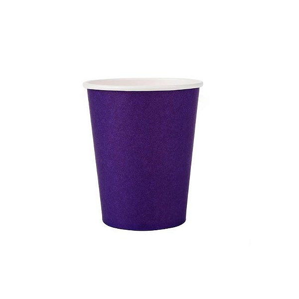 Copo de Papel Liso Roxo 270 Ml com 10 Un - Silver
