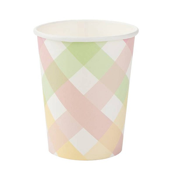 Copo de Papel Xadrez Colorido Candy 270 Ml com 10 Un - Silver