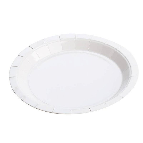 Prato de Papel Liso Branco 18cm com 10Un - Silver
