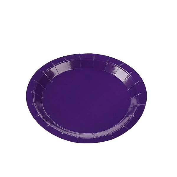 Prato de Papel Liso Roxo 18cm com 10Un - Silver