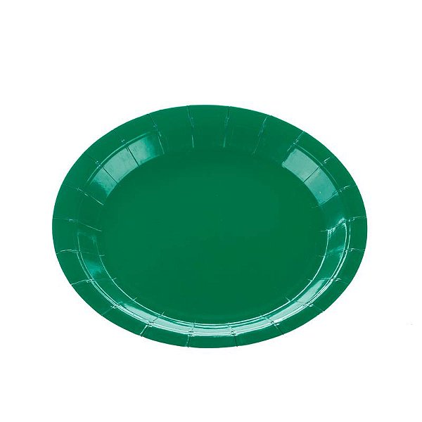 Prato de Papel Liso Verde Bandeira 18cm com 10Un - Silver