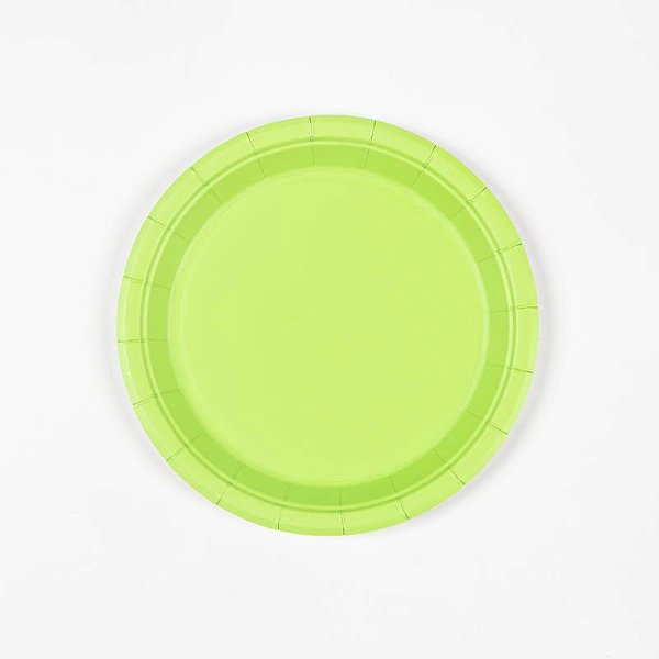 Prato de Papel Liso Verde Limão Citrus 18cm com 10Un - Silver