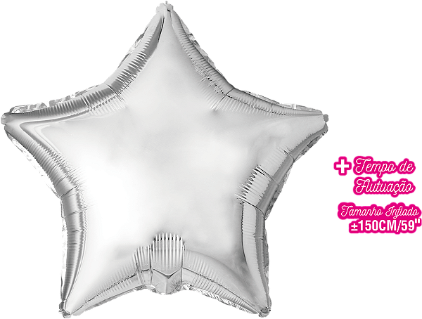 Balão Metalizado Estrela Gigante 150cm 59 Polegadas Prata - Silver