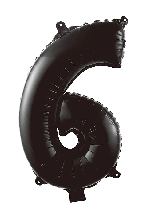 Balão Foil Metalizado Número 6 Preto 16 Polegadas NÃO FLUTUA