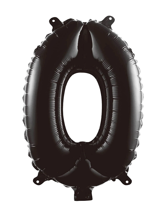 Balão Foil Metalizado Número 0 Preto 16 Polegadas NÃO FLUTUA