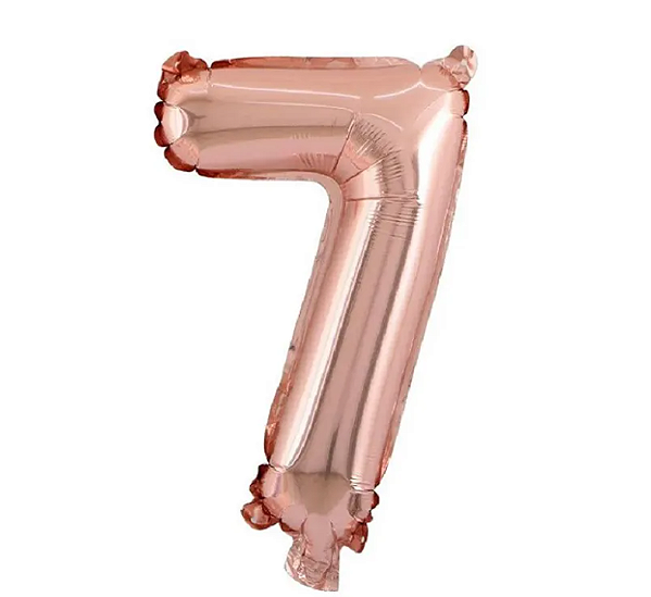 Balão Foil Metalizado Número 7 Rosê Gold 16 Polegadas NÃO FLUTUA