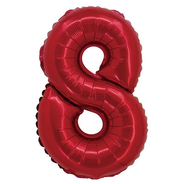 Balão Foil Metalizado Número 8 Vermelho 16 Polegadas NÃO FLUTUA