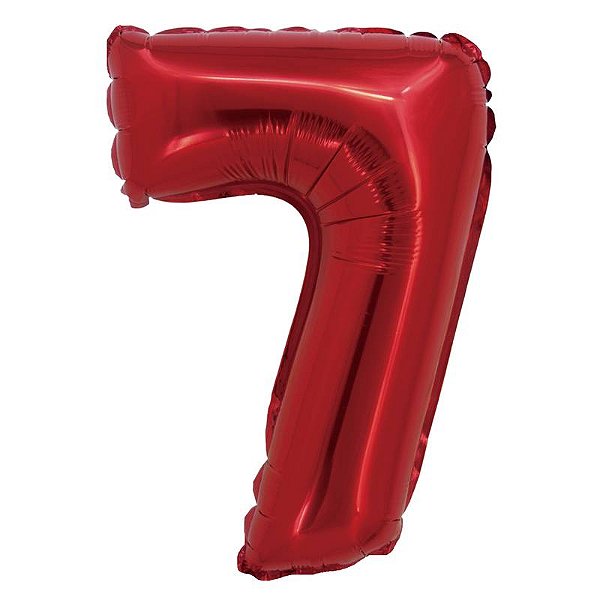 Balão Foil Metalizado Número 7 Vermelho 16 Polegadas NÃO FLUTUA