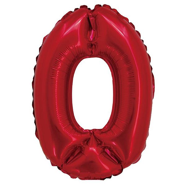 Balão Foil Metalizado Número 0 Vermelho 16 Polegadas NÃO FLUTUA