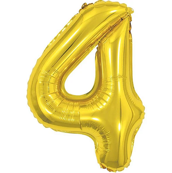 Balão Foil Metalizado Número 4 Dourado 16 Polegadas NÃO FLUTUA
