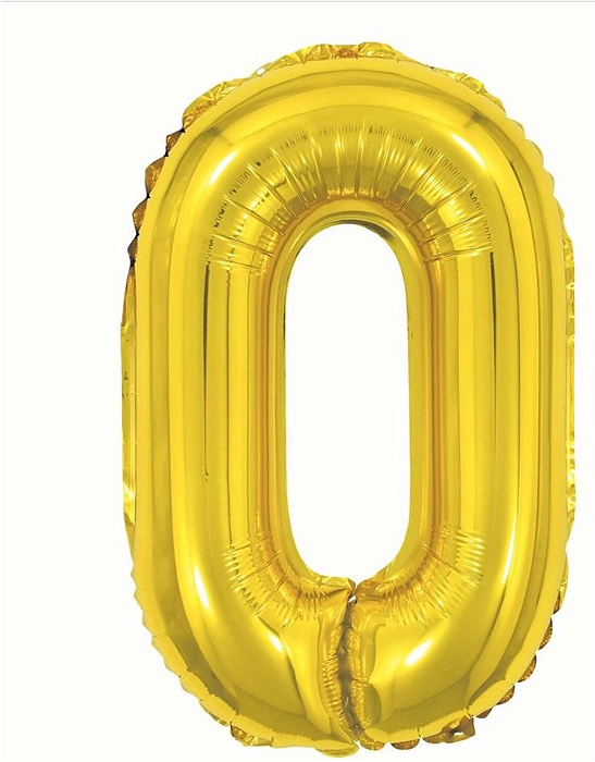 Balão Foil Metalizado Número 0 Dourado 16 Polegadas NÃO FLUTUA
