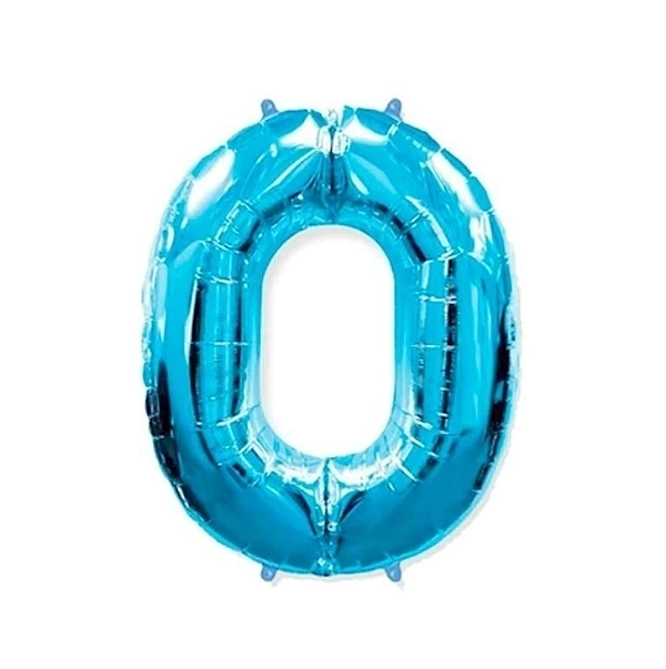 Balão Foil Metalizado Número 0 Azul Claro 16 Polegadas NÃO FLUTUA