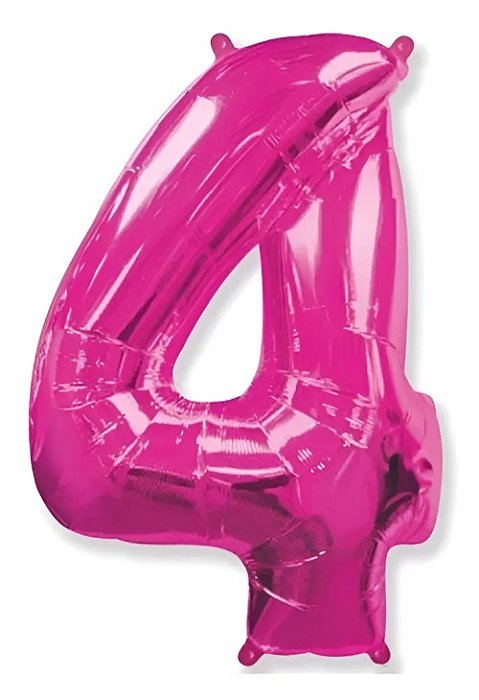 Balão Foil Metalizado Número 4 Pink 16 Polegadas NÃO FLUTUA