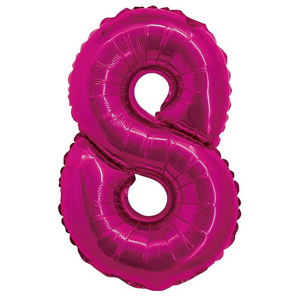 Balão Foil Metalizado Número 8 Pink 16 Polegadas NÃO FLUTUA