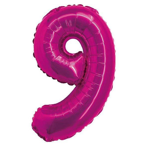 Balão Foil Metalizado Número 9 Pink 16 Polegadas NÃO FLUTUA